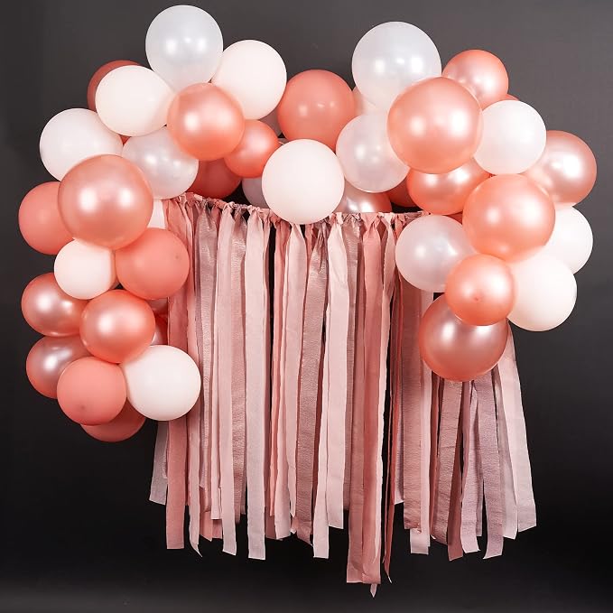PartyWoo Rose Gold Baby Metallic Pink Crepe Paper Streamers 6pcs 492 FT | - Image 2