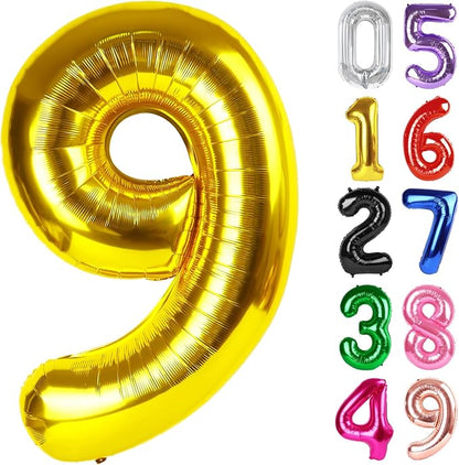 Gold Number 9 Balloon 40 Inch, 9th Birthday Party Decorations Men Women | Foil by IWERP