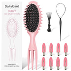 Curly Hair Brush Set,Curl Defining Brush for Curly Hair,Trident Handle Design,Detangling & Shaping & Defining Curls for Women and Girls,Wet or Dry Hair(Pink)