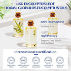 HIQILI 100ML Eucalyptus Essential Oil for Spray, Diffuser & Skin, 100% Pure Undiluted - 3.38 Fl Oz
