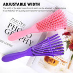 Detangling Brush for Afro American/African 3a to 4c Kinky, Wavy/Curly/Coily Hair - Women's Scalp Massaging Comb for Wet/Dry/Oily/Thick/Long Textured Hair, Knot Detangler (2 pcs, Purple-Pink)