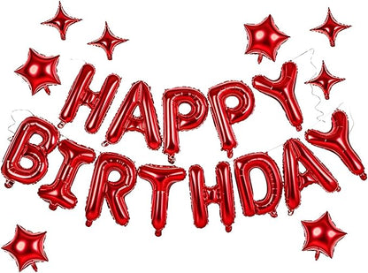 Red Happy Birthday Balloons Banner 16 Inch Mylar Foil Letters, 10 Inch Five & by WESTGO