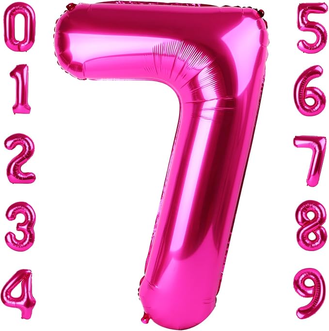 7 Balloon Number 40 Inch Hot Pink Balloons by Mluchee