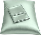 BLISSFORD Satin Pillowcase with Zipper, for Hair and Skin Care, Feels Soft and Cool Like a Silk Pillowcase, Satin Pillow Cases 2 Pack, Slik Pillow Cover, Mint - King Size, Set of 2