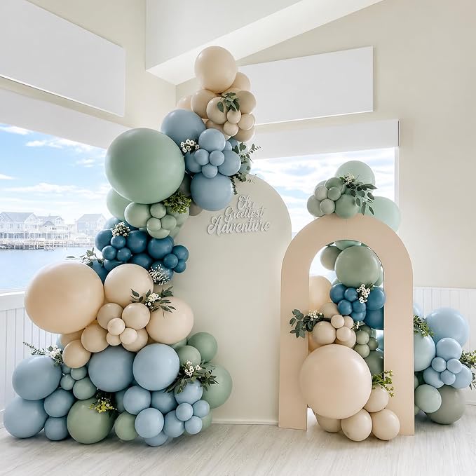 Dusty Blue Sage Green Balloon Garland Arch Kit - Image 4