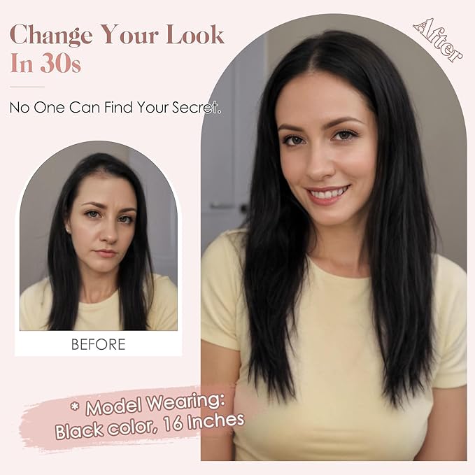 Hairro Human Hair Toppers Free Parted, 3.5x4.7" Base Hand-wovened 100% Real Hairpieces, with Invisible Clips-in for Women, for High Hairline/Adding Volume on Top, 12 Inch Mocha Brown