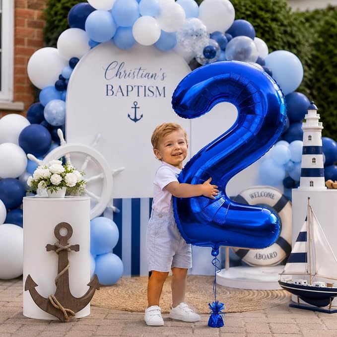 40 Inch Balloon Number 2 Navy Blue, Large Foil Dark Royal Blue Number Balloons - Image 4