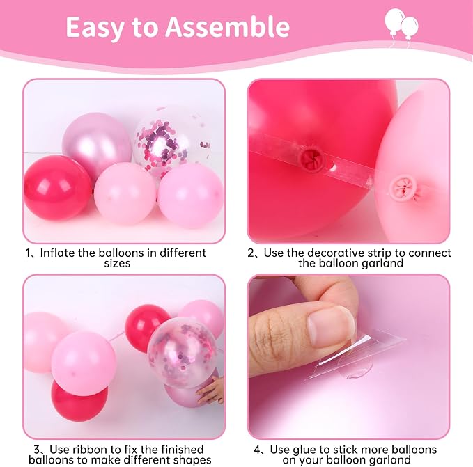 RUBFAC Pink Balloon Arch Kit, Star Latex Balloons - Image 4