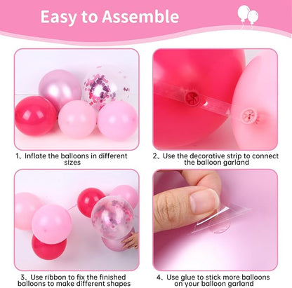 RUBFAC Pink Balloon Arch Kit, Star Latex Balloons - Image 4