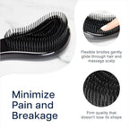 Crave Naturals Biggie Glide Thru Hair Brush - Detangler Brush for Curly, Straight, Wet or Dry Hair - Gentle Detangling Brushes for Adults, Kids, Toddlers - Hair Accessories for Women, 8.4x3.4 - Black