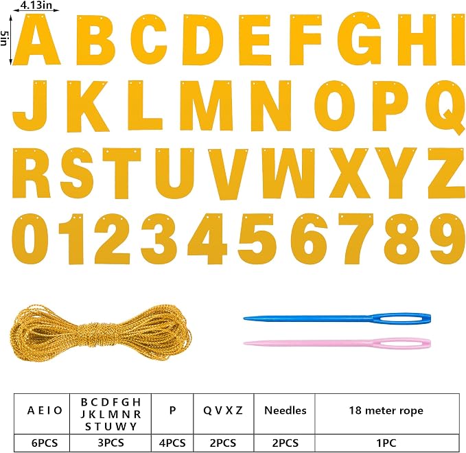 DIY Banner Kit with Letters Bright Gold Customizable Birthday Banners - Image 4