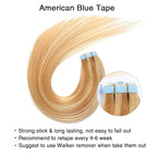 SUYYA Tape in Hair Extensions Human Hair Strawberry Blonde to Light Blonde Remy Hair 22 inches 20pcs 50g/pack Straight Seamless Skin Weft Tape in Human Hair Extensions Piano Color(22 inch #P27/24B)
