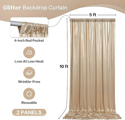 gogoparti 10x10FT Champagne Gold Sequin Backdrop Curtain - Image 6