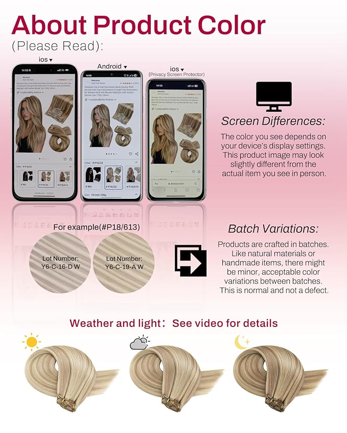Moresoo Blonde Clip in Hair Extensions Highlights Remy Double Weft Human Hair Clip in Extensions Dark Ash Brown with Golden Blonde Full Head 7pcs 120g 22inch