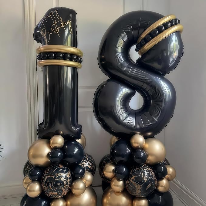 Black 17 Balloon Number, 40 Inch Number 17 Balloon Large Black Foil Mylar - Image 4