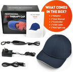 Red Light Cap, Red Light Hat for Head, 630nm 850nm 940nm Infrared Light Cap Adjustable Size, and Pulse Mode