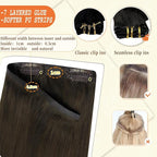 Full Shine Clip in Hair Extensions Dark Brown Seamless Hair Extensions Clip in PU Weft Real Human Hair Brown Natural Silky Hair for Women Add Volume 16 Inch 120 G 8 Pcs