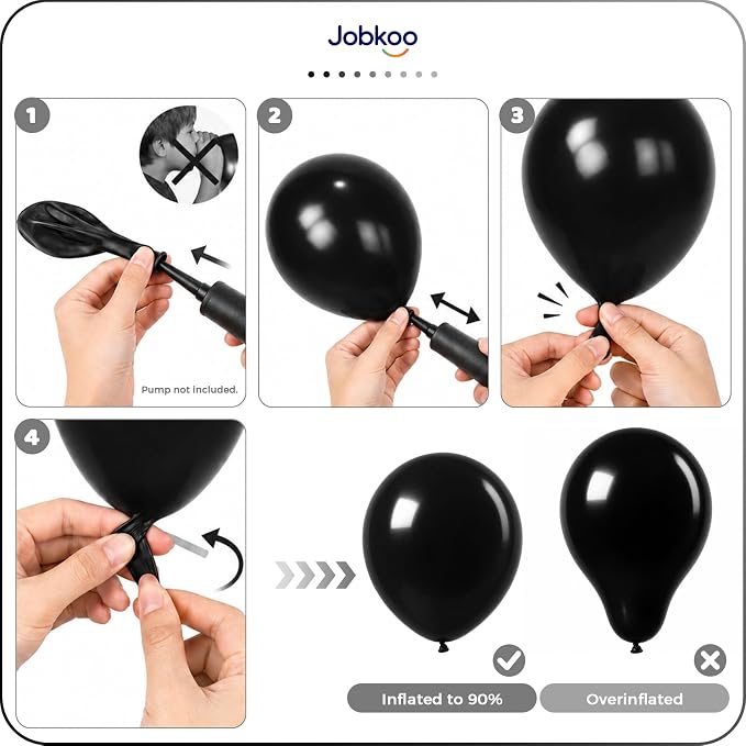 Jobkoo Black Balloons 12 Inch - Image 5