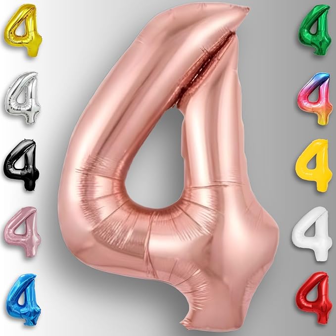 Rose Gold Number Balloon 4 Mylar Foil Macaron Balloons 16 inch - Image 2