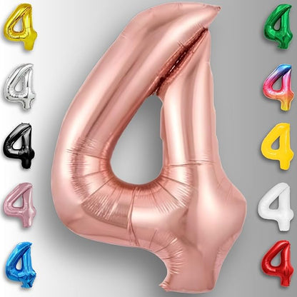 Rose Gold Number Balloon 4 Mylar Foil Macaron Balloons 16 inch - Image 2