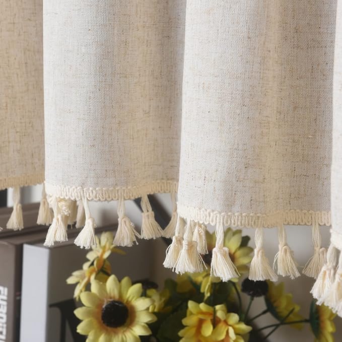 Sutuo Home Boho Sheer Curtain Valance Cotton Linen - Image 5