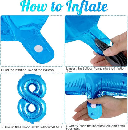 Blue Number 8 Balloon 40 Inch, Big Large Foil Helium Number Balloons, Jumbo - Image 7