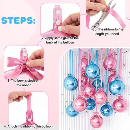 Jenaai 30 Set Blue and Pink Round Foil Balloons Bulk 22 Inch 4d Metallic Giant - Image 6