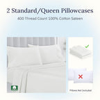 California Design Den Standard Queen Size Pillowcase Set - 400 Thread Count, 100% Cotton Sateen, Set of 2 Pillow Covers, Soft and Breathable - Ivory (Pale Tone)