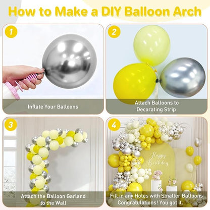 Yellow Silver Balloon Garland Arch Kit - Image 3