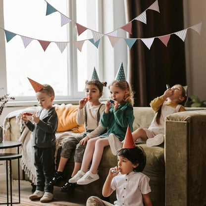 2Pcs Triangle Bunting Flag No-DIY Cotton Fabric Garland Reusable Party Banner - Image 3