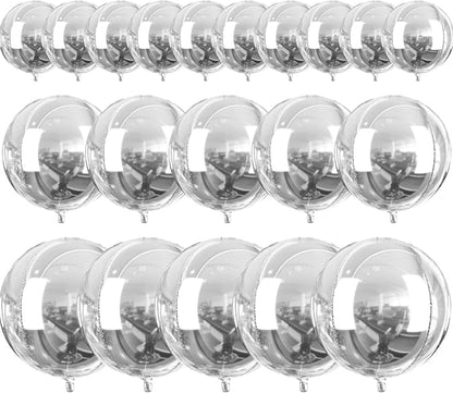 PartyWoo Metallic Silver Large Giant Foil 4D Balloons 20pcs Different Sizes | by PartyWoo