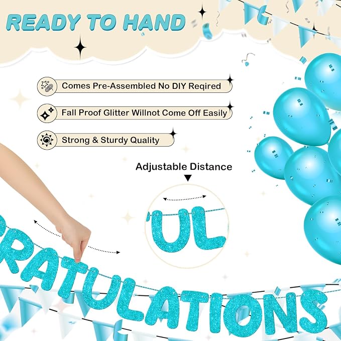 Fulmoon Pre Strung Congratulations Quitter Glitter Banner Funny Retirement - Image 3