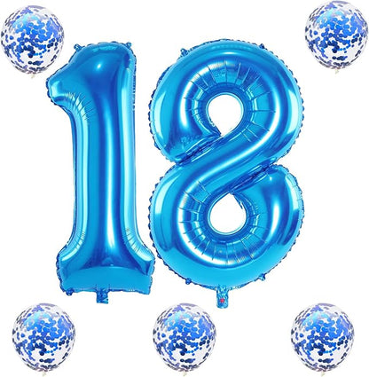 Large 18 Balloon Number Blue, 40 Inch Helium Foil Number 1 & 8 Balloons Self - Image 8