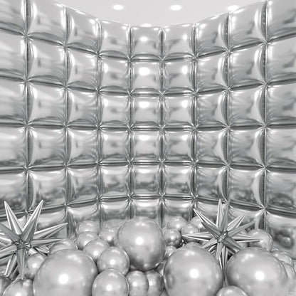 50pcs Metallic Silver Square Foil Balloons Wall Backdrop by Unknown
