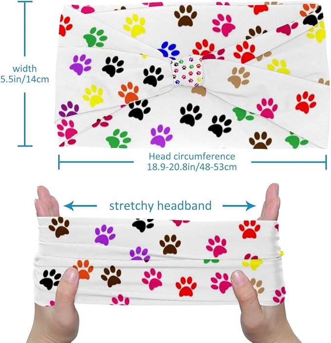6 Pcs Stretchy Headbands for Women, Absorbed Sport Headband Soft Twist Knotted Headbands for Daily Life Yoga Workout, Dogs Collection Multi Animal