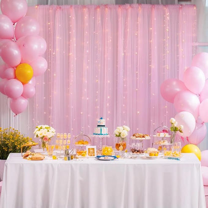 10x10ft Pink Tulle Backdrop Curtain - Image 8