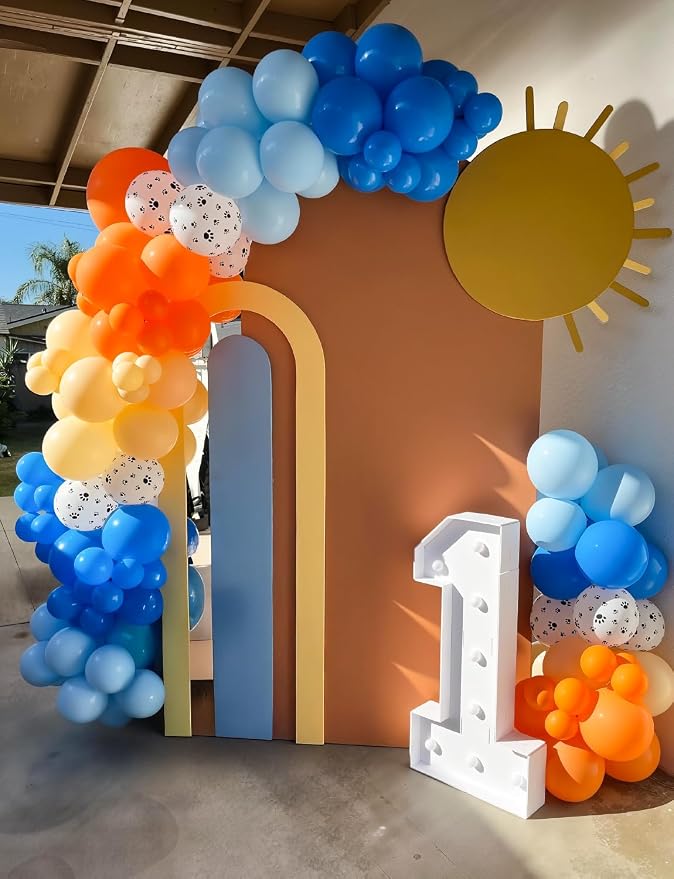 Blue and Orange Balloons, Light Blue Nude Latex Balloon - Image 5