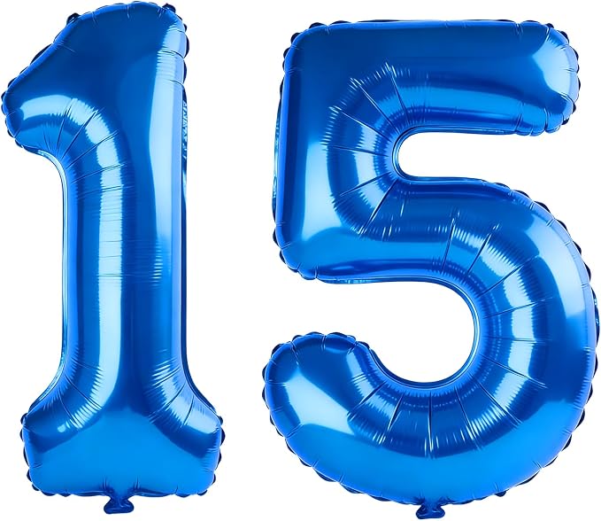 40 Inch Number 15 Balloons for 15th Birthday Party Decorations, 0-100 Dark Blue by FOBELEC