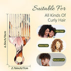 2 Pcs Afro Pick Comb for Natural Curly Hair,Portable Styling Hair Pick for Travel,Anti-Static,Cute Afro Comb for Women Men and Girls(Orange-T11)