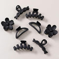 8PCS Hair Clips for Women, Flower Claw Clips for Thick Hair, Non-Slip Hair Accessories with Multi-Styles, Black Color Hair Claw Clips and Variety Pack, Ideal for Girls
