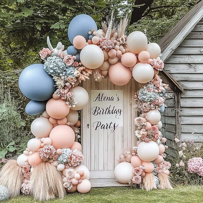 Dusty Blue Balloons Double Stuffed Blue Balloon Garland Arch Kit Different - Image 9