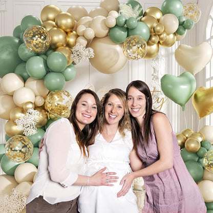 160Pcs Sage Green Gold Balloon Garland Arch Kit, Olive Green White Sand Gold - Image 6