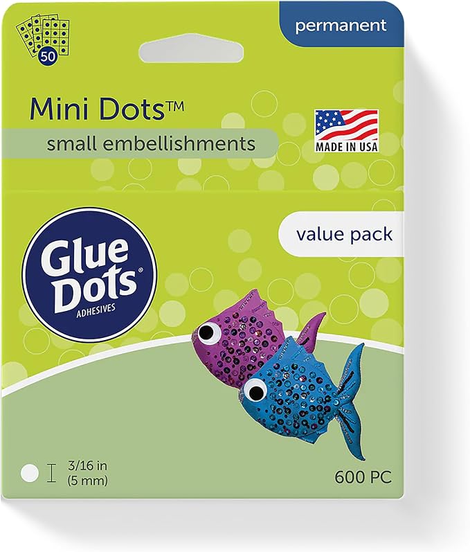 Glue Dots, Mini Dots Value Pack, Double-Sided, 600 Dots, DIY Craft Glue Tape by GlueDots