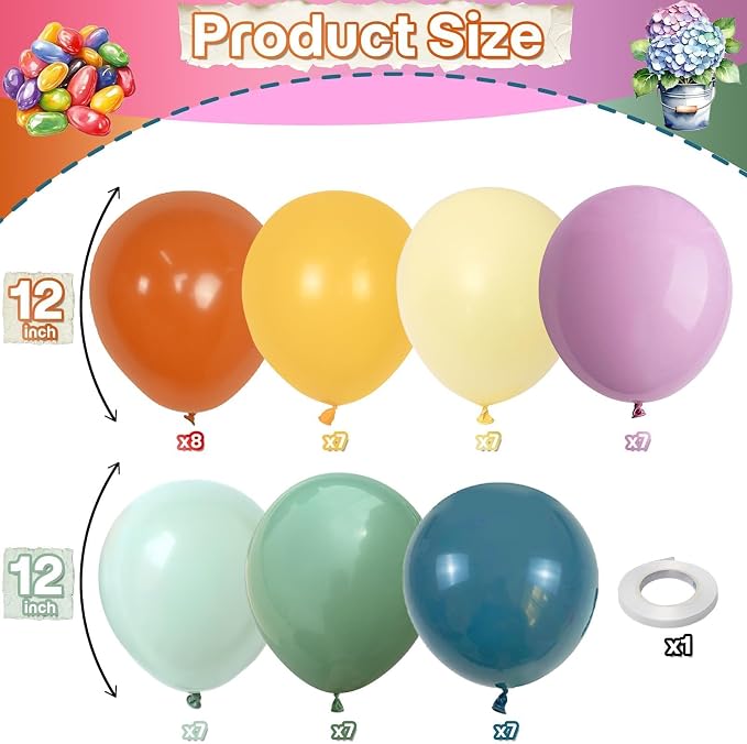 Muted Rainbow Balloons Assorted Colors - Image 2