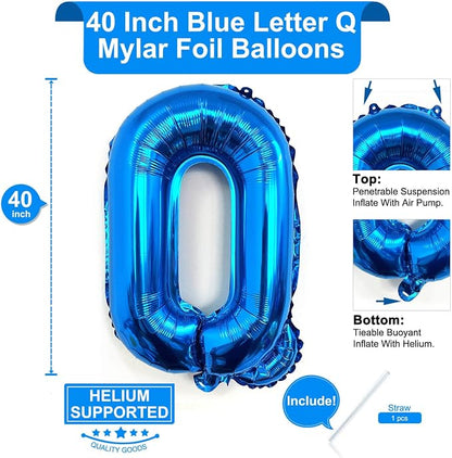 Lovoir 40 Inch Large Blue Letter Q Balloons Big Size Jumbo Mylar Foil Helium - Image 2