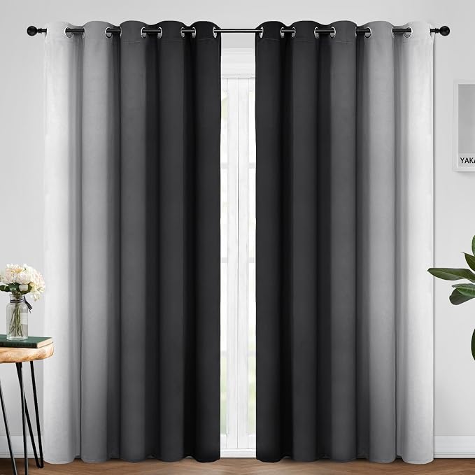 Yakamok Ombre Curtains Black and Greyish White - Image 2