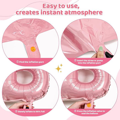 Pink HOME Balloons, 40 Inch HOME Letter Balloons Pink Home Balloon Banner - Image 3