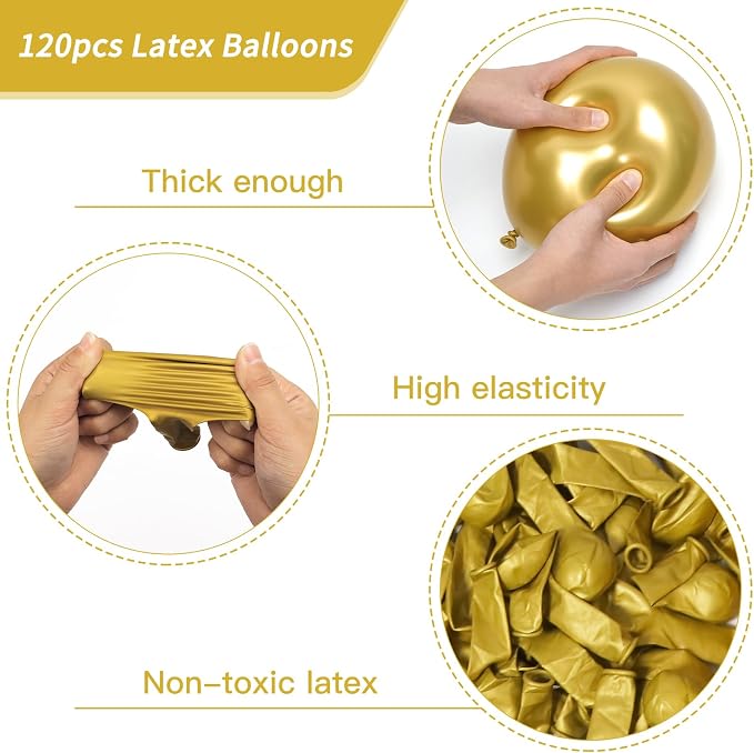 RUBFAC Gold Balloons 120pcs 12 Inch, 2026 International Football Game Decor - Image 4