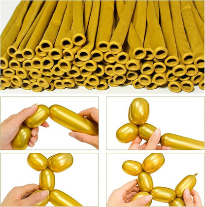 LXZFCRG 260 Long Balloons, Shiny Metallic Latex Twisting Balloon - Image 3