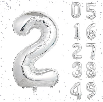 40 Inch Silver Number Balloons, Helium Mylar Foil Number Balloons by Unknown